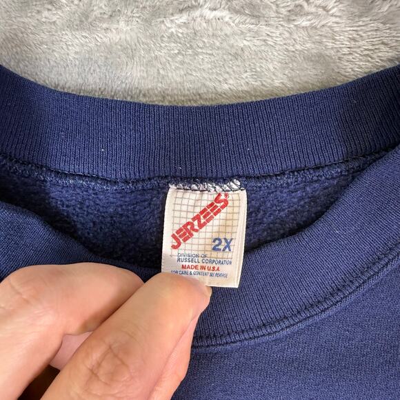 Vintage Jerzees Sweatshirt Adult 2XL Blue Blank Sweater Mens Made in USA - Picture 4 of 7